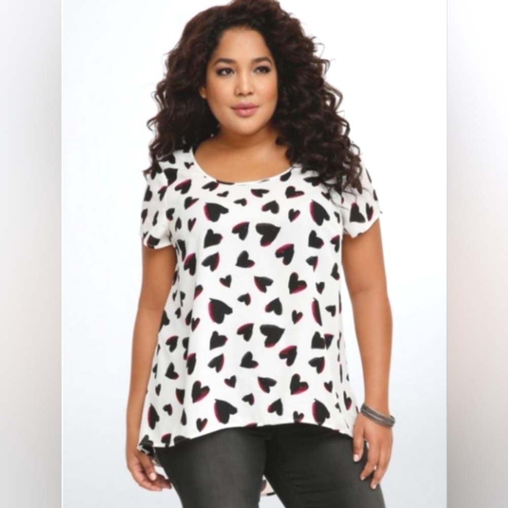 Torrid Georgette Heart Print Top
